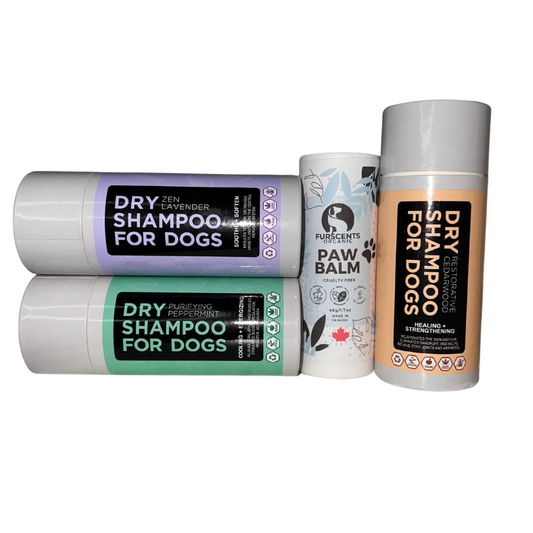 FurScents Summer Essentials: each scent of dry shampoo and protective paw balm.