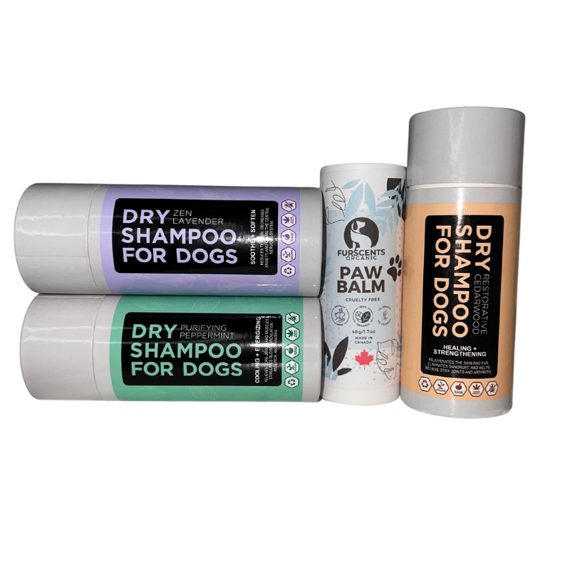 FurScents Summer Essentials: each scent of dry shampoo and  protective paw balm.
